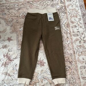 Burberry Kids dark khaki greenJoggers with White Accent embroidery Burberry logo